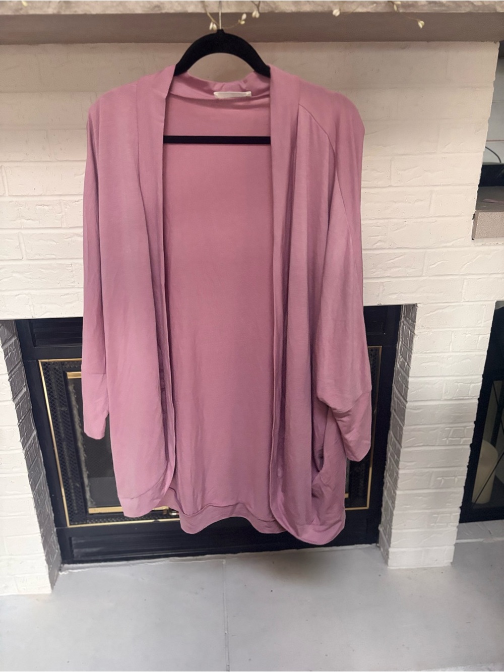 Zenana Outfitters Dusty Pink Open-Front Draped Cardigan
